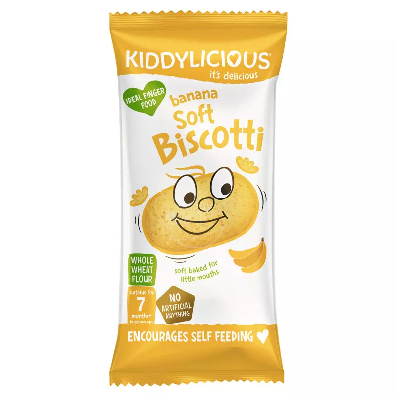 Kiddylicious Banana Biscotti - läckra mellanmål för barn - 36 paket